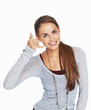 Woman making call me gesture