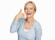 Woman making call me gesture