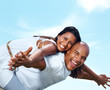 Excited young couple enjoying their summer vacation