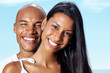 Happy young lady smiling with her boyfriend