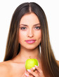Healthy woman holding an apple