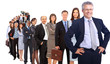 business man and his team isolated over a white