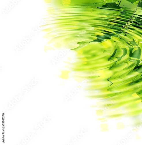 Photo: Reflection of bamboo leaves and sun in water Reflection of bamboo leaves and sun in water