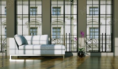 Photo: Wohndesign - weisses Sofa im Loft Wohndesign - weisses Sofa im Loft