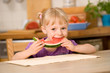little girl with water melon