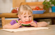 little girl with water melon