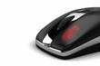 Internet security concept with red fingerprint on mouse button