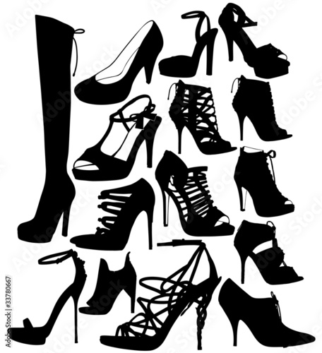 Vector: ladies shoes silhouette set ladies shoes silhouette set