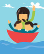 Family boating together