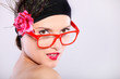 Woman in red glasses