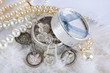 casket with pearl beads and silver ornaments