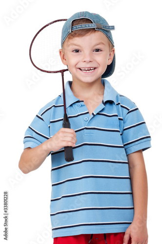 Photo: Boy with badminton racket Boy with badminton racket