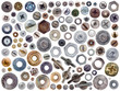 Screws and nuts heads set isolated on white background.