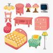 cute cartoon furniture icon set