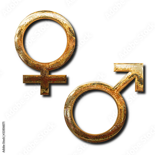 Illustration: Golden male and female symbols Golden male and female symbols