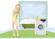 Girl washing in bathroom