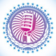 Modish label with retro microphone.