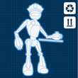Police officer robot blueprint plan illustration
