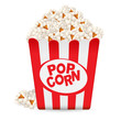 Popcorn in a striped tub