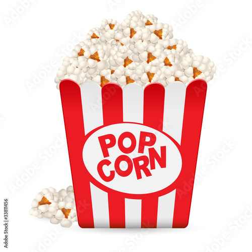 Vector: Popcorn in a striped tub Popcorn in a striped tub