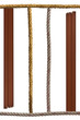 Frame is made of wood brown and  manila rope.