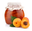 Apricot jam isolated on white
