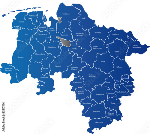 Vektor: Karte Niedersachsen Karte Niedersachsen