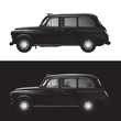 London symbol -  black cab - isolated - businessman - bankers