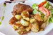 confit de canard, salade, pommes de terre