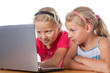 Photo: girls looking on a notebook girls looking on a notebook