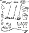 Cleaning equipment. Set of housekeeping tools Cleaning equipment. Set of housekeeping tools