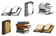 Few old books. Pen sketch converted to vectors. Few old books. Pen sketch converted to vectors.