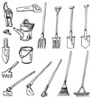 Gardening tools doodles