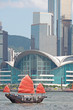 sailboat sailing in the Hong Kong harbor sailboat sailing in the Hong Kong harbor