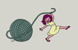 girl loves yarn, knitting, dancing
