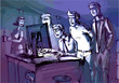 The people are looking at a computer monitor.