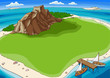 Small island in the middle of the Pacific Ocean.