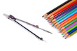 Color pencils and bow compass Color pencils and bow compass