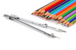 Color pencils and bow compass Color pencils and bow compass