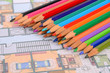 House plan and color pencils House plan and color pencils