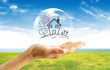 Real-Estate Bubble on the background sky.
