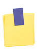 Yellow papers with blank blue label