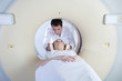 Woman going through CT test