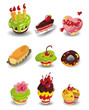 cartoon cake icons set cartoon cake icons set
