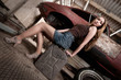 Foto: pretty girl in a car shop pretty girl in a car shop