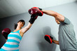 Female boxer in training