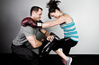 Foto: Woman training for kickboxing. Woman training for kickboxing.