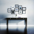 Classic, antique, Buffet console , frames blue saturated