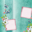 card with flowers and butterfly for congratulation to holiday