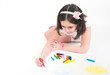 The girl lying draws white background